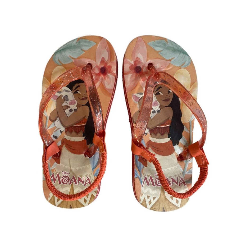 Disney Moana Flip Flops Size L 9-10 Back Strap